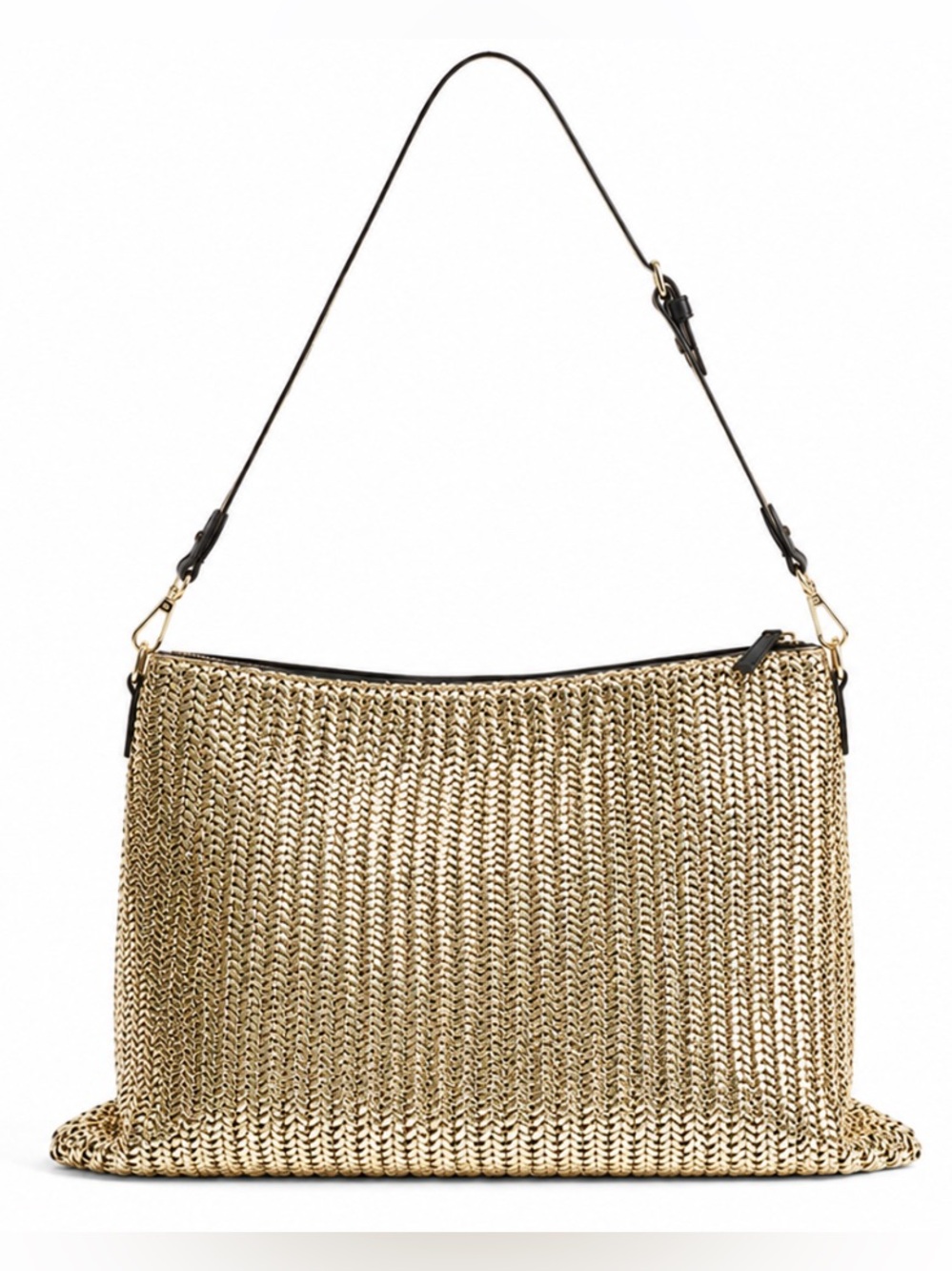 Wishbone Leather Gold Woven Shoulder Bag